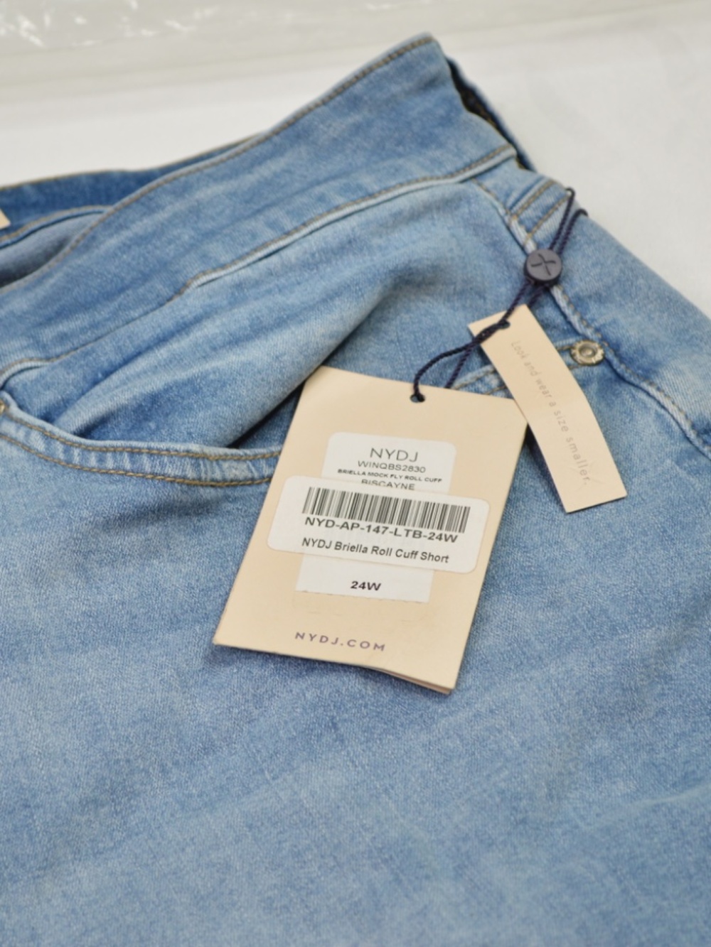 NYDJ Briella Shorts 24W Roll Cuff Denim Jean Plus Size Women NEW - Biscayne - Picture 4 of 7